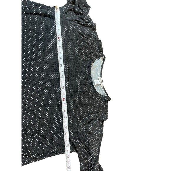 Carmen Black White Small Polka Dot FlutterSleeve Top 3X Plus Stretch Blouse NWT - Picture 6 of 12